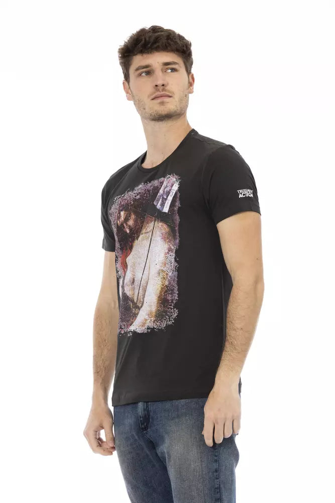 Trussardi Action Black Cotton Men T-Shirt - Luxe Nova