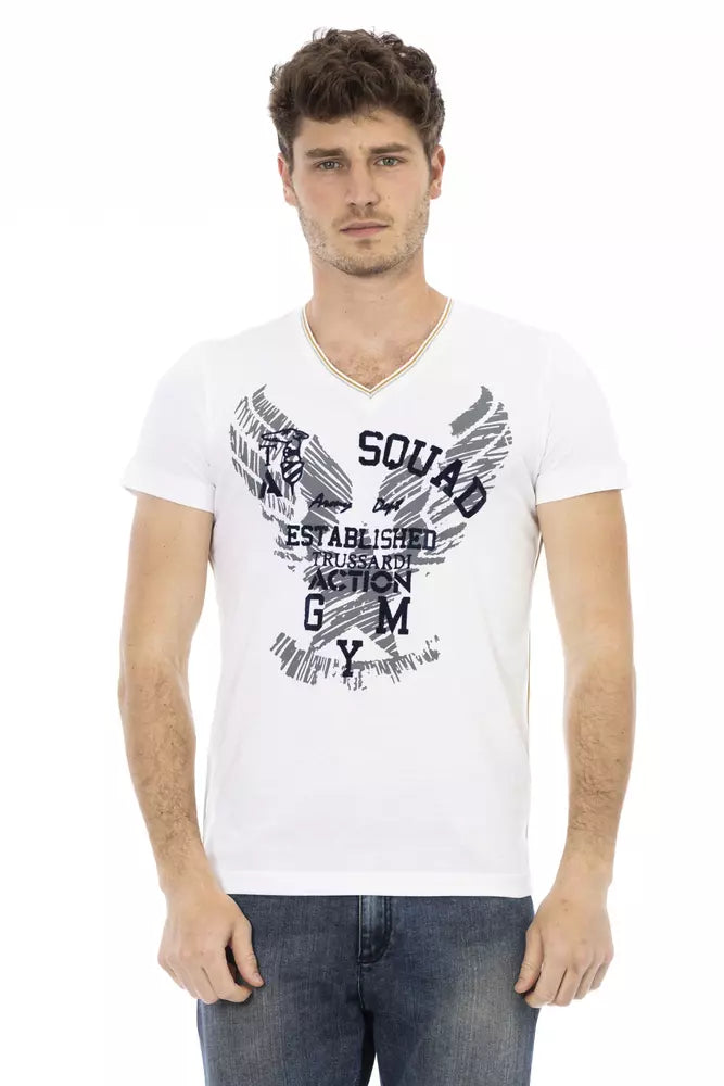 Trussardi Action White Cotton Men's T-Shirt - Luxe Nova