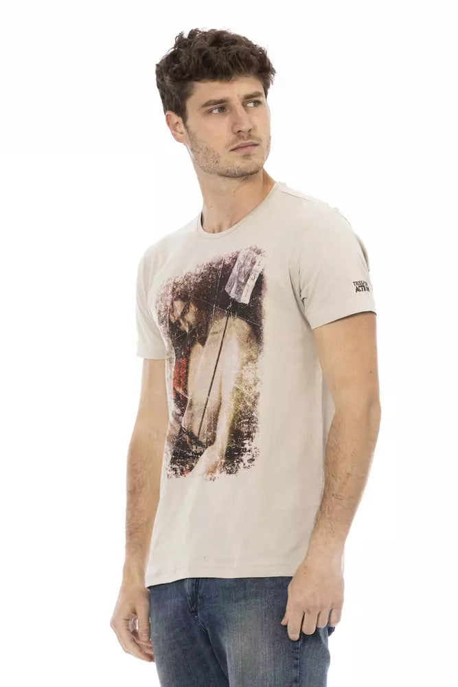 Trussardi Action Beige Cotton Men T-Shirt - Luxe Nova