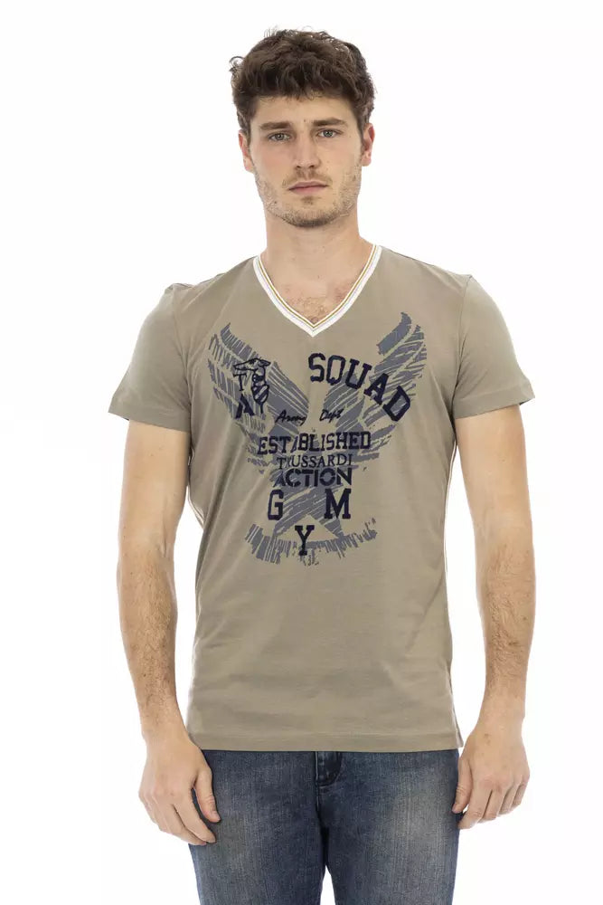 Trussardi Action Green Cotton Men T-Shirt - Luxe Nova