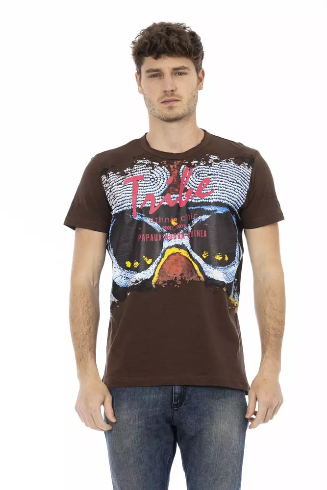 Trussardi Action Brown Cotton Men T-Shirt - Luxe Nova