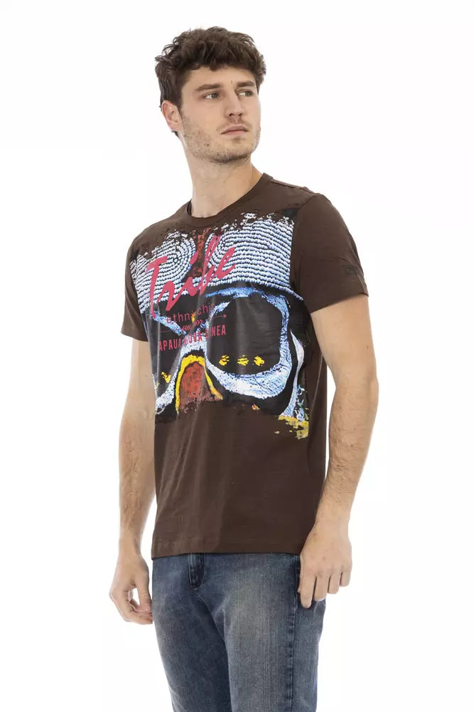 Trussardi Action Brown Cotton Men T-Shirt - Luxe Nova
