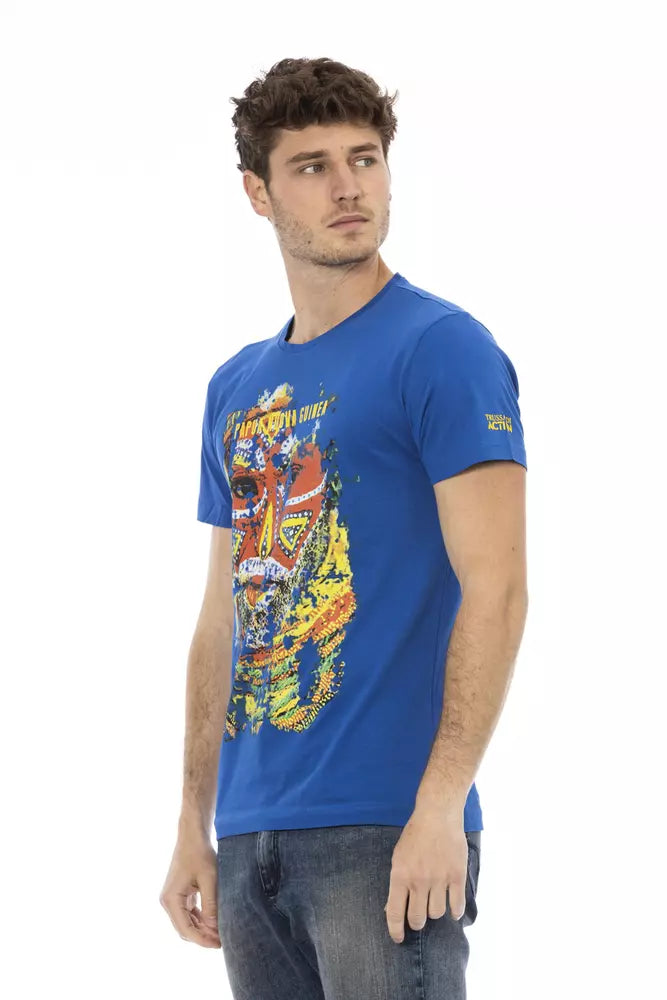 Trussardi Action Blue Cotton Men T-Shirt - Luxe Nova