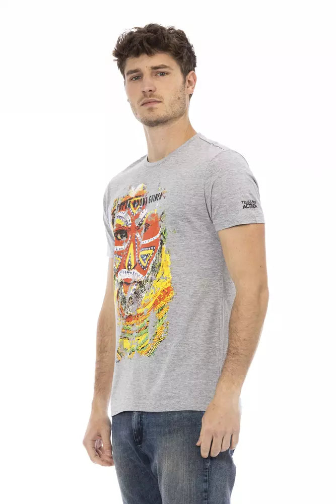 Trussardi Action Gray Cotton Men T-Shirt - Luxe Nova