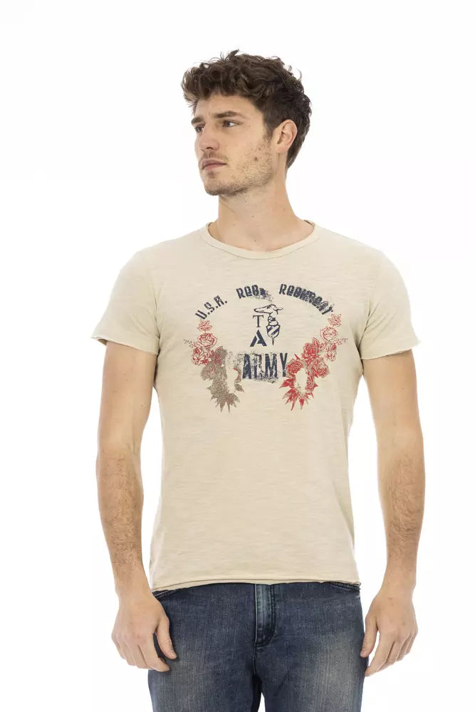 Trussardi Action Beige Cotton Men T-Shirt - Luxe Nova