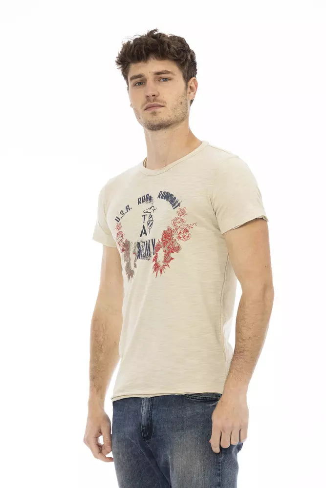 Trussardi Action Beige Cotton Men T-Shirt - Luxe Nova