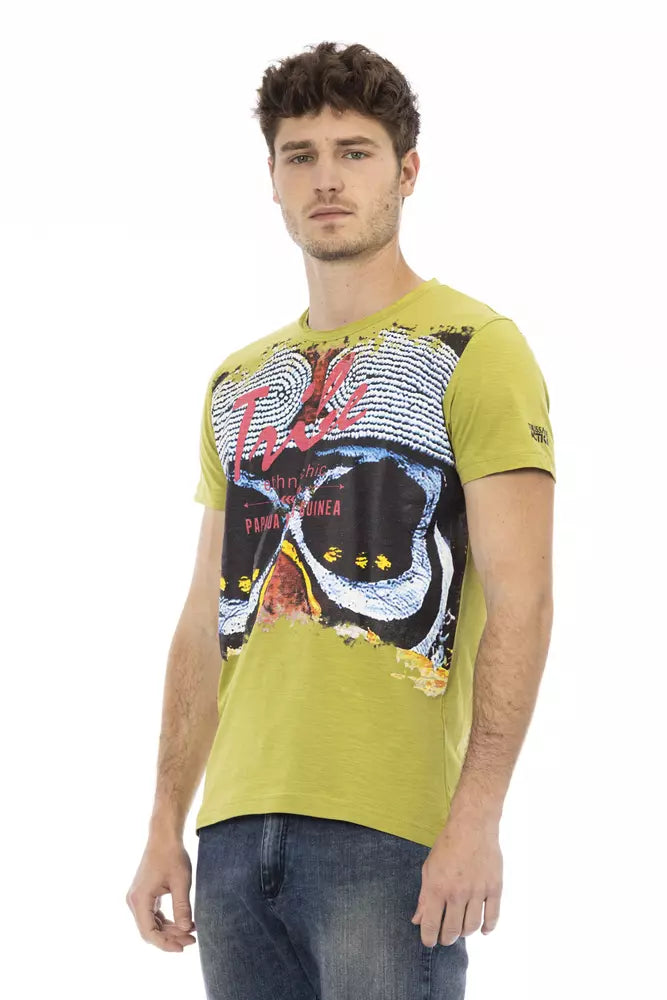 Trussardi Action Green Cotton Men T-Shirt - Luxe Nova