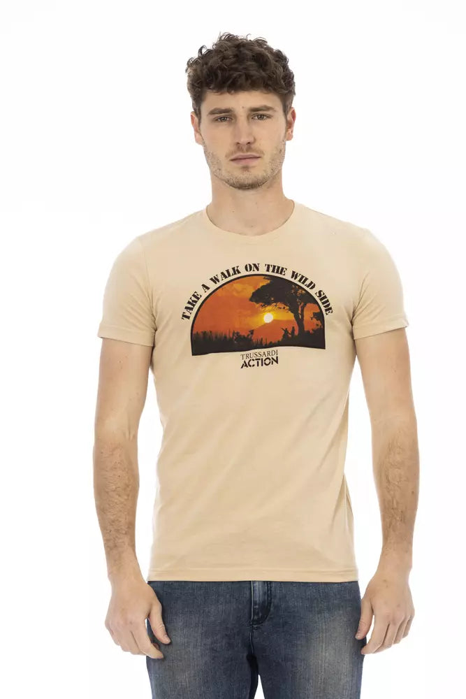 Trussardi Action Beige Cotton Men T-Shirt - Luxe Nova