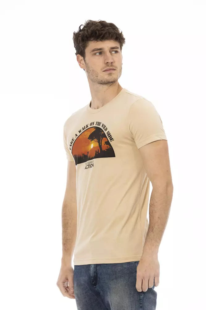 Trussardi Action Beige Cotton Men T-Shirt - Luxe Nova