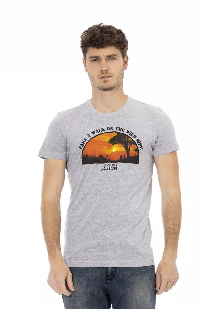 Trussardi Action Gray Cotton Men T-Shirt - Luxe Nova