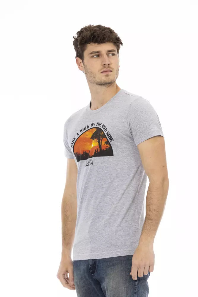 Trussardi Action Gray Cotton Men T-Shirt - Luxe Nova