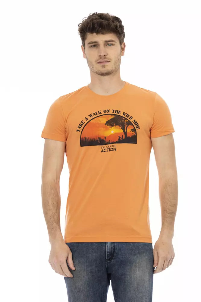Trussardi Action Orange Cotton Men T-Shirt - Luxe Nova