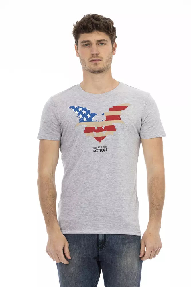 Trussardi Action Gray Cotton Men T-Shirt - Luxe Nova