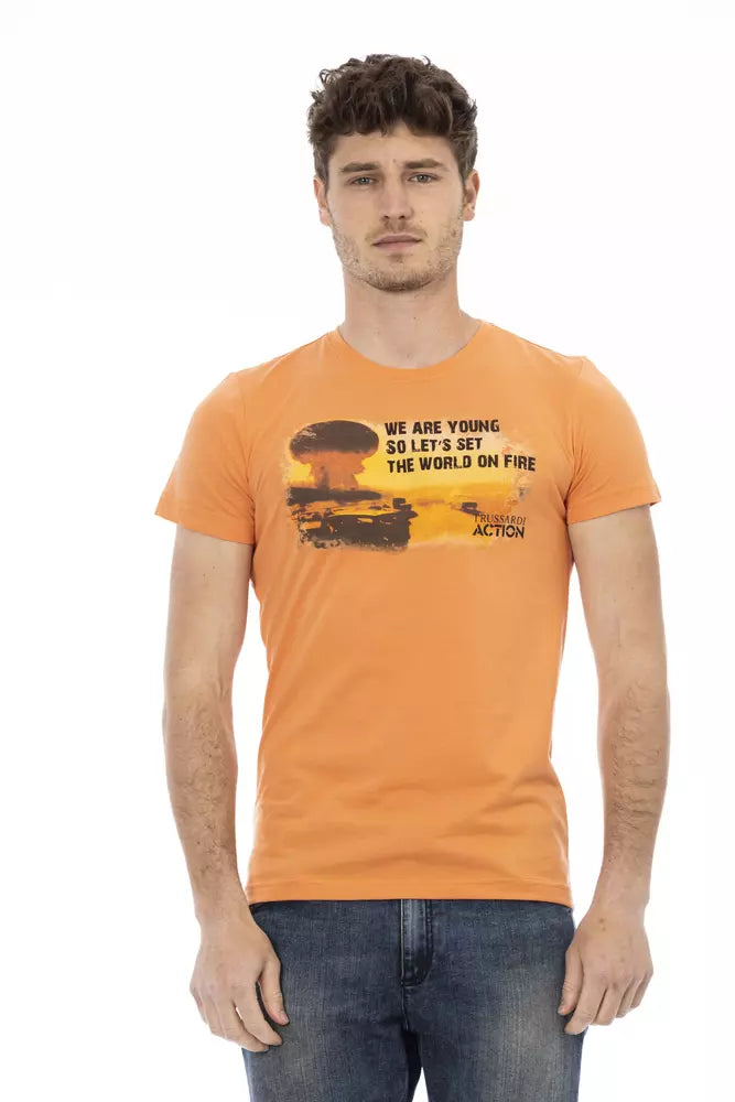 Trussardi Action Orange Cotton Men T-Shirt - Luxe Nova