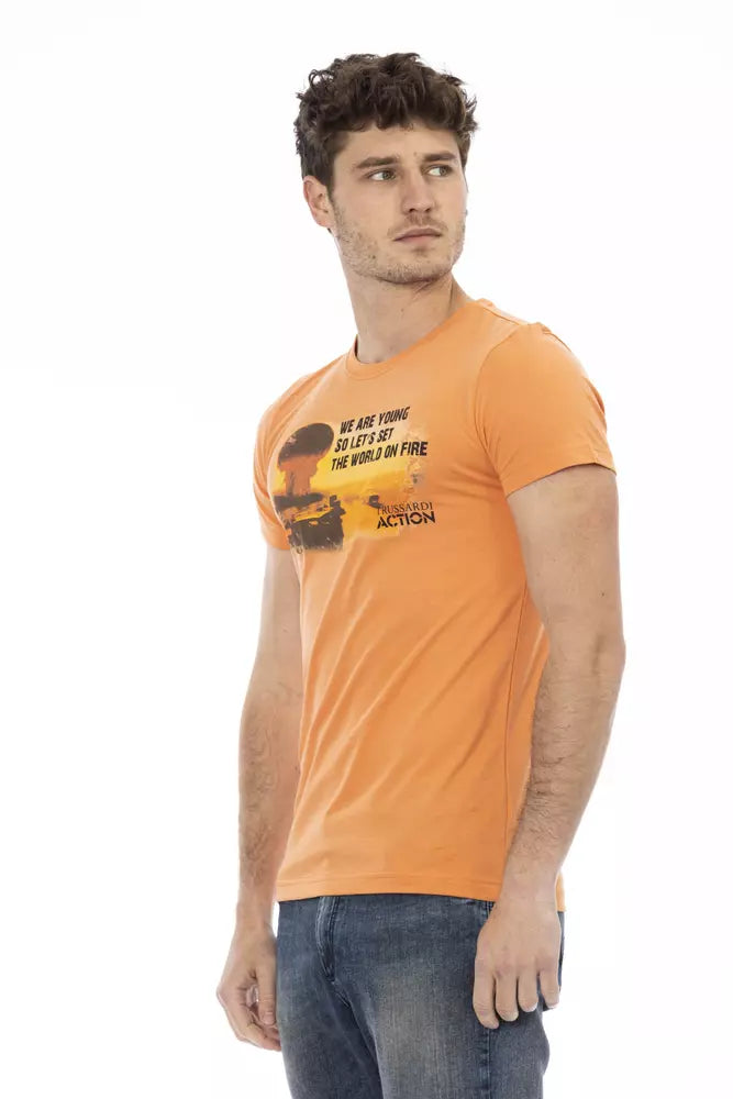 Trussardi Action Orange Cotton Men T-Shirt - Luxe Nova