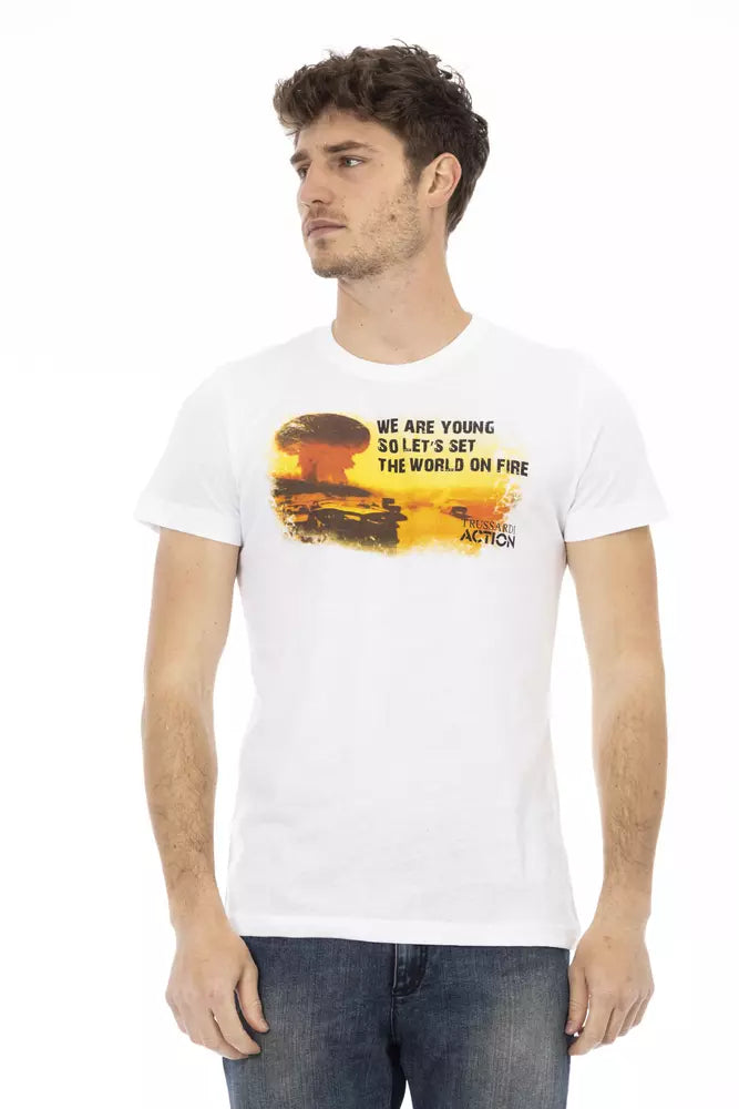 Trussardi Action White Cotton Men T-Shirt - Luxe Nova