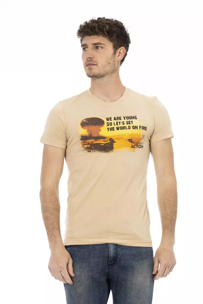 Trussardi Action Beige Cotton Men's T-Shirt - Luxe Nova