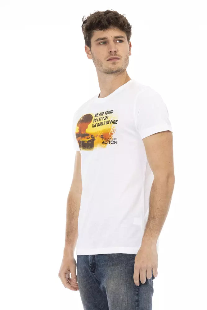 Trussardi Action White Cotton Men T-Shirt - Luxe Nova