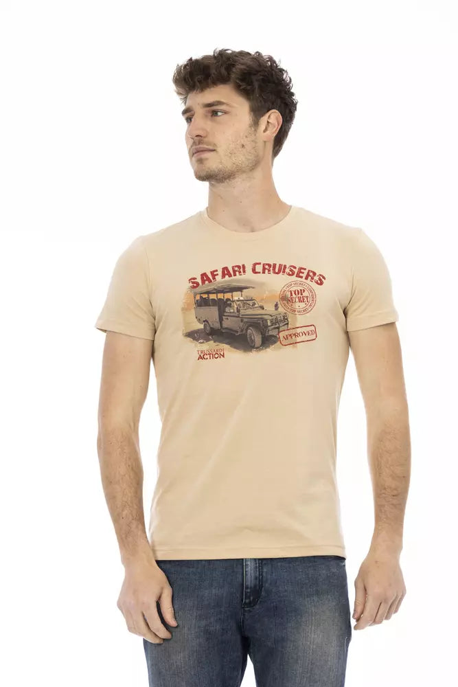 Trussardi Action Beige Cotton Men T-Shirt - Luxe Nova