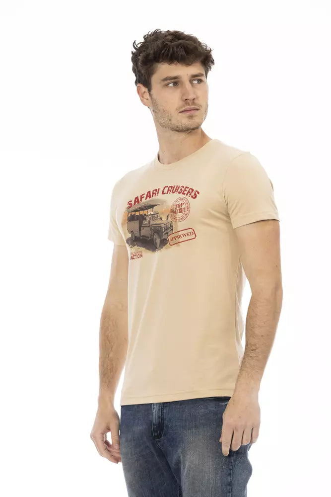 Trussardi Action Beige Cotton Men T-Shirt - Luxe Nova