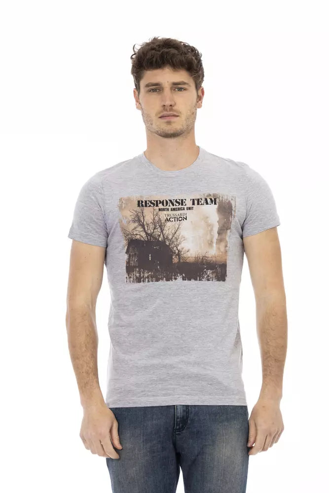 Trussardi Action Gray Cotton Men T-Shirt - Luxe Nova