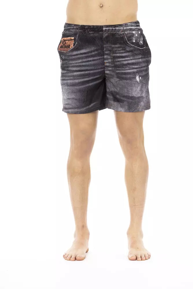 Just Cavalli Black Polyester Men's Swim Short - Luxe Nova