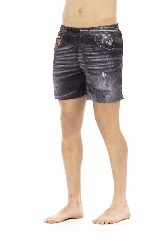 Just Cavalli Black Polyester Men's Swim Short - Luxe Nova