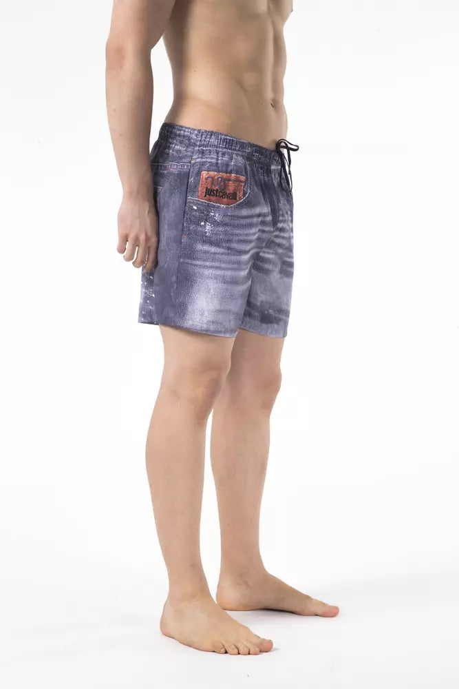 Just Cavalli Blue Polyester Men Swimwear Short - Luxe Nova