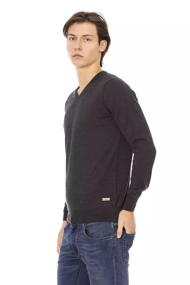 Baldinini Trend Gray Fabric Men Sweater - Luxe Nova