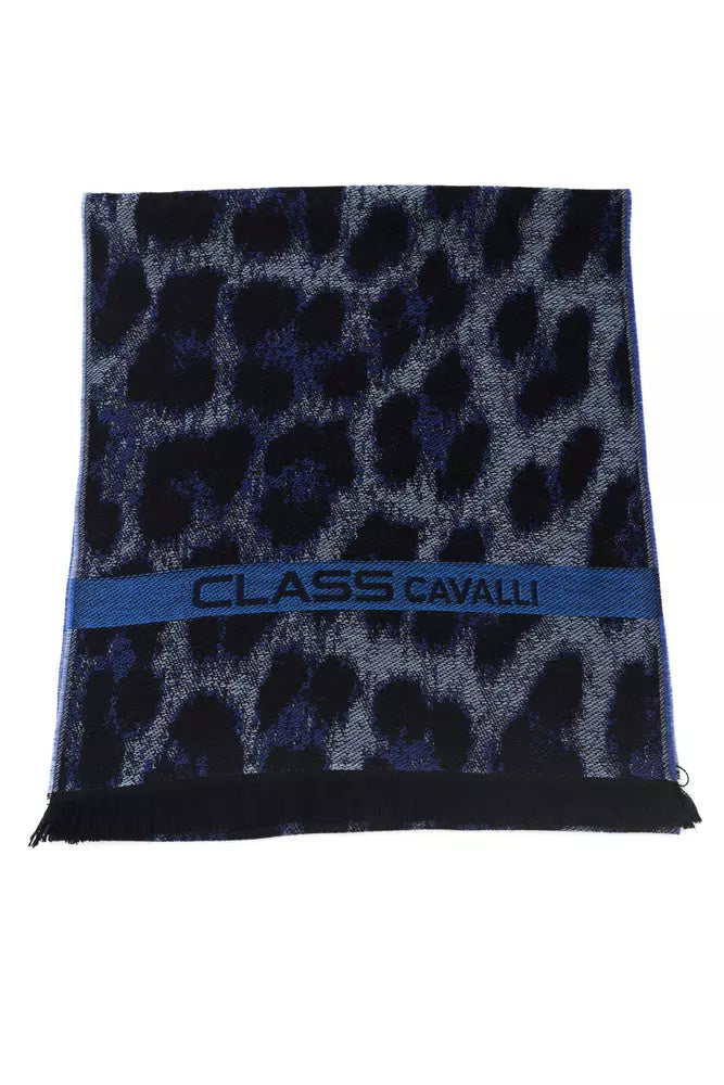 Cavalli Class Blue Wool Men Scarf - Luxe Nova