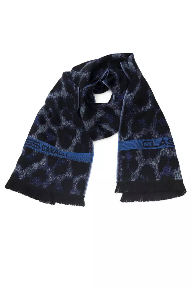 Cavalli Class Blue Wool Men Scarf - Luxe Nova