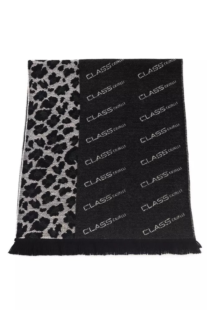 Cavalli Class Black Wool Men Scarf - Luxe Nova