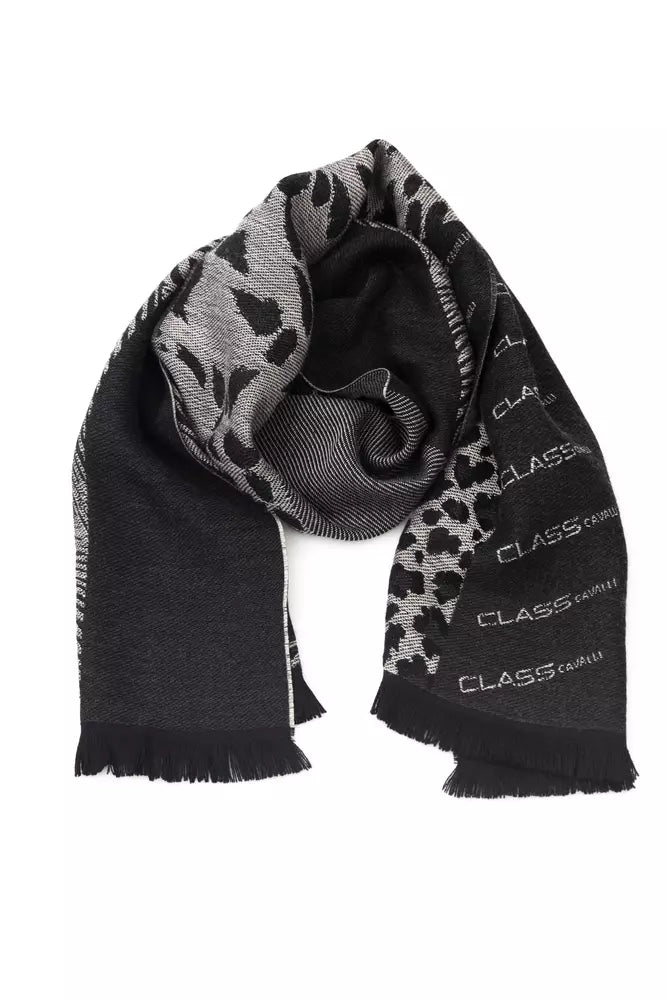 Cavalli Class Black Wool Men Scarf - Luxe Nova