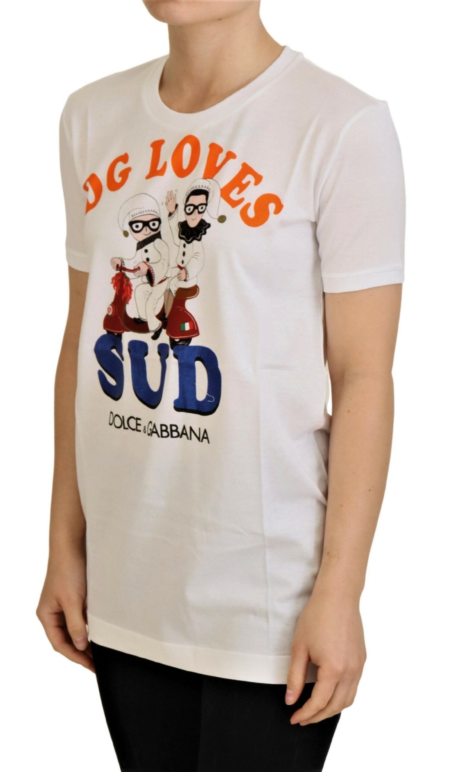 Dolce & Gabbana White Cotton DG Loves SUD  T-shirt - Luxe Nova