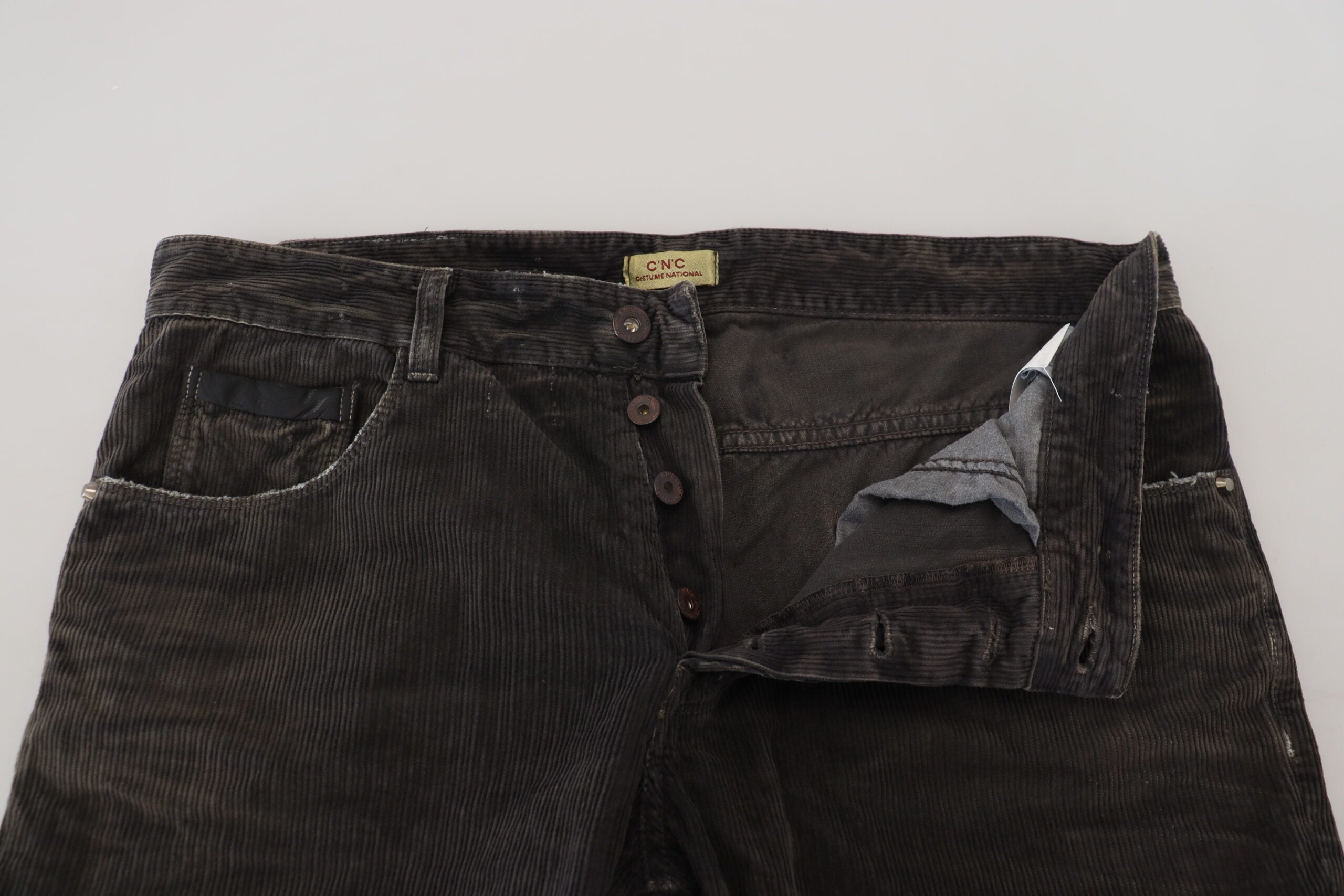 Costume National Gray Cotton Corduroy Men Casual Jeans