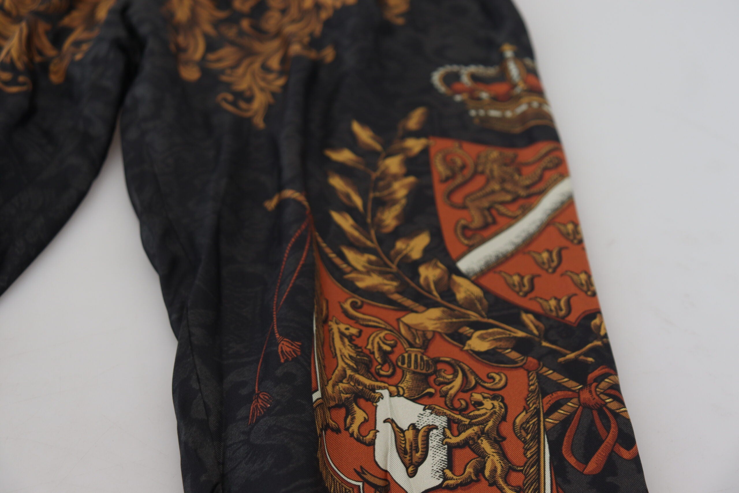 Dolce & Gabbana Gray Silk Baroque Crown Trousers Sport Pants - Luxe Nova