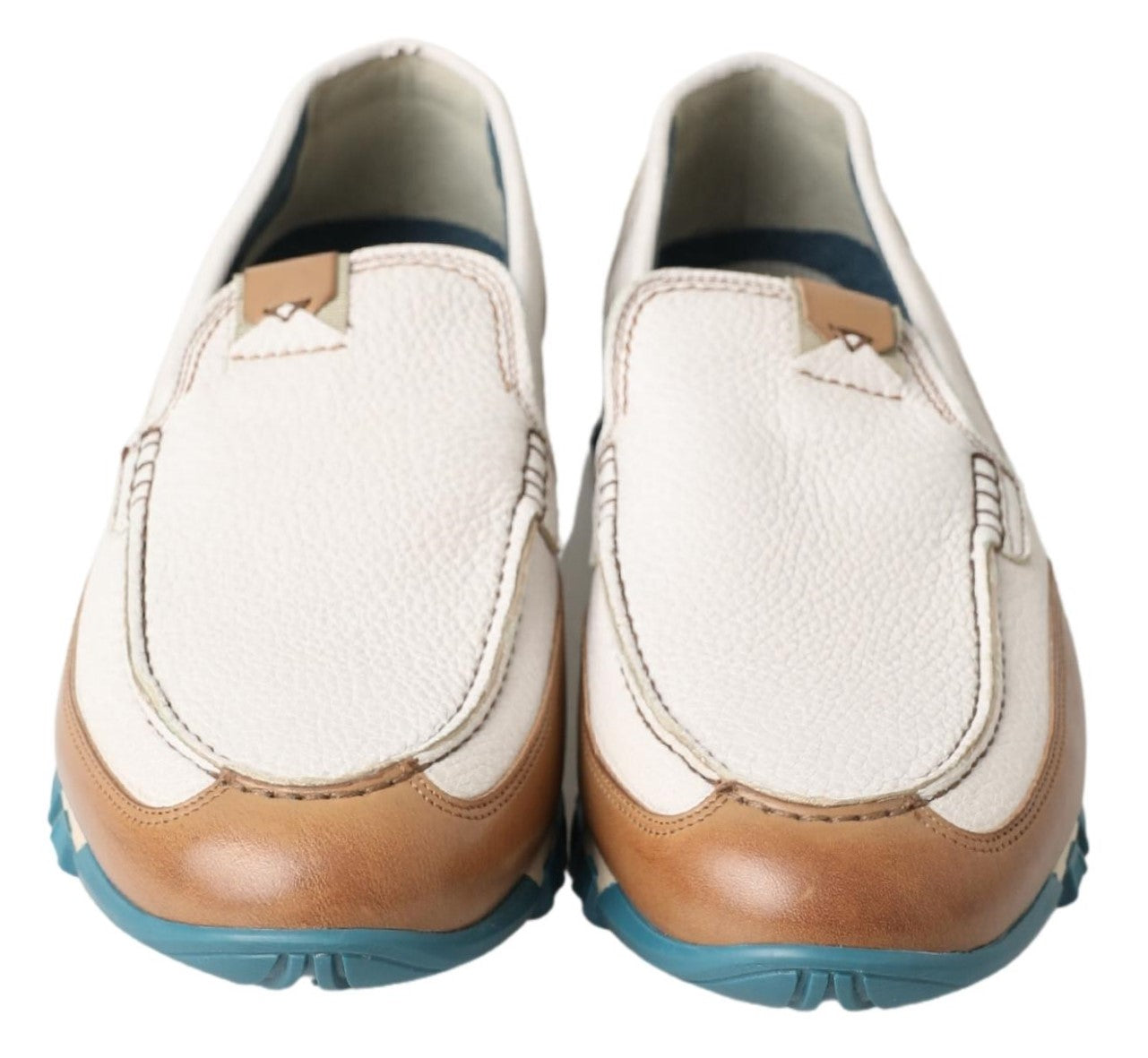 Dolce & Gabbana White Leather Loafers Moccasins Shoes - Luxe Nova