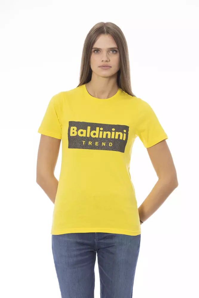 Baldinini Trend Yellow Cotton Women T-Shirt - Luxe Nova
