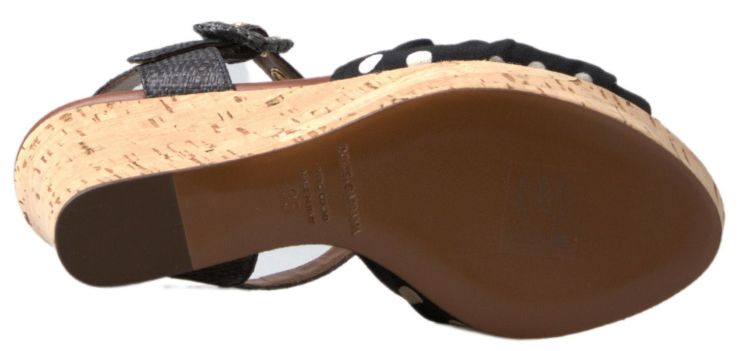 Dolce & Gabbana Black  Wedges Polka Dotted Ankle Strap Shoes Sandals - Luxe Nova
