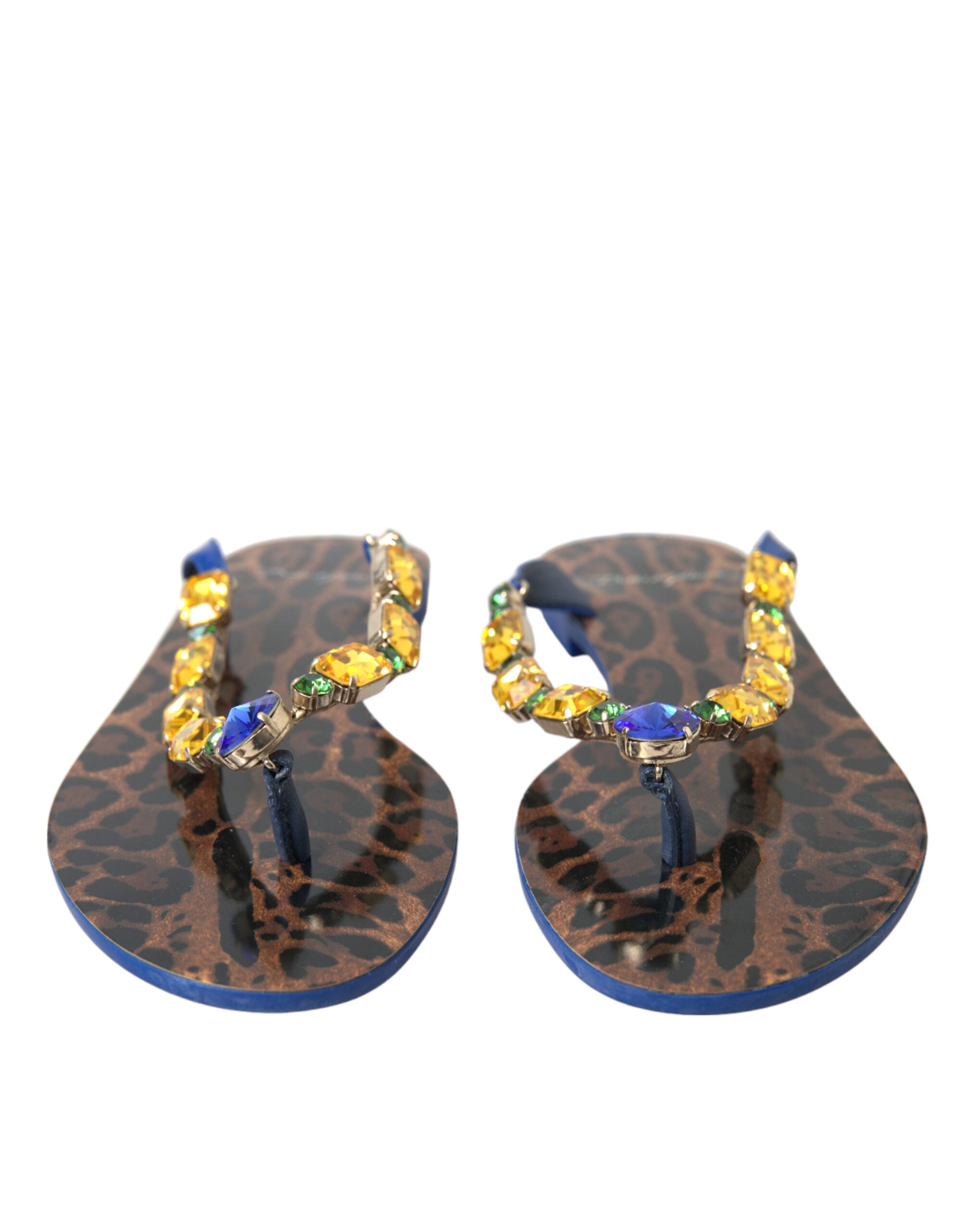 Dolce & Gabbana Blue Crystals Flats Sandals Beachwear Shoes - Luxe Nova