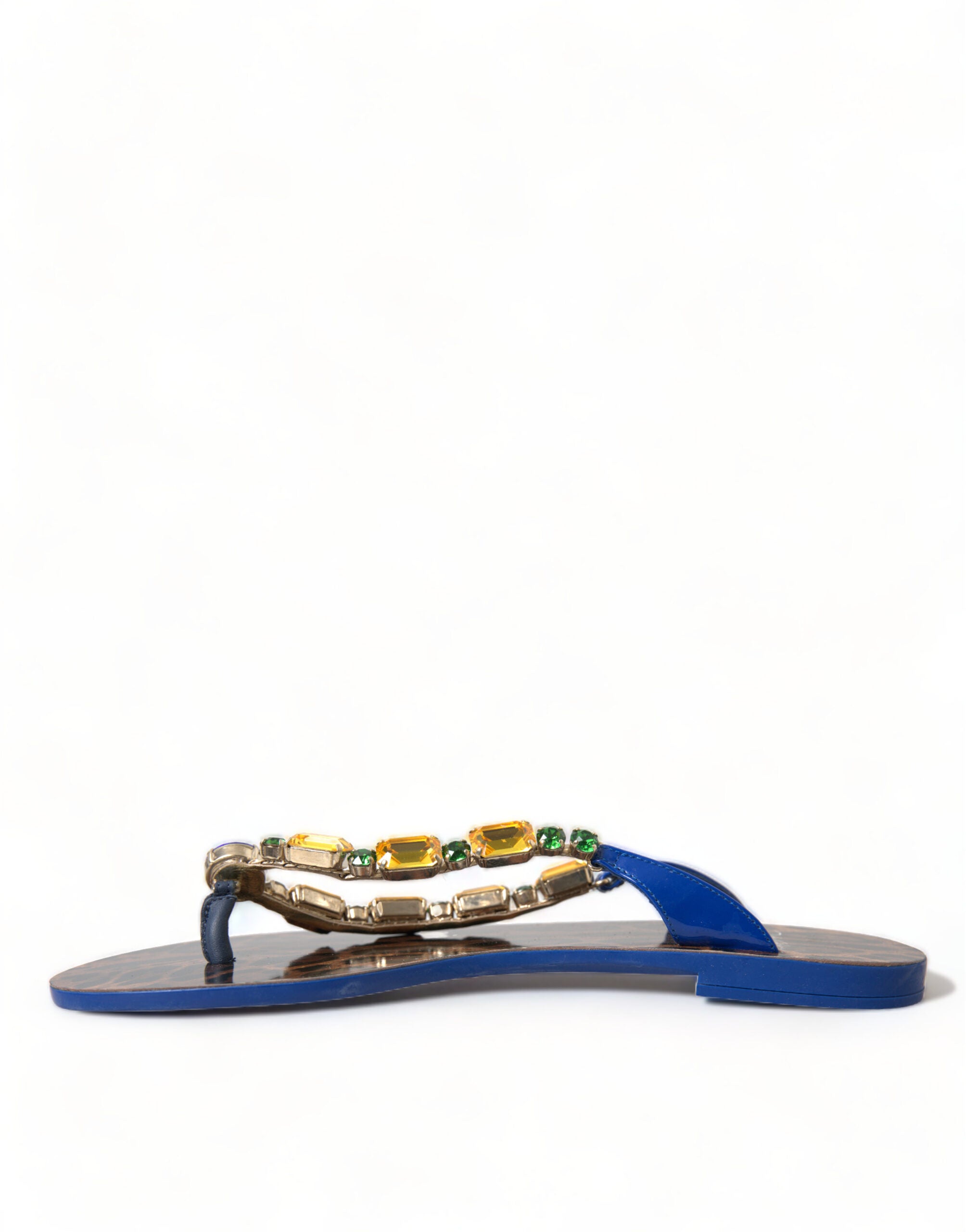 Dolce & Gabbana Blue Crystals Flats Sandals Beachwear Shoes - Luxe Nova