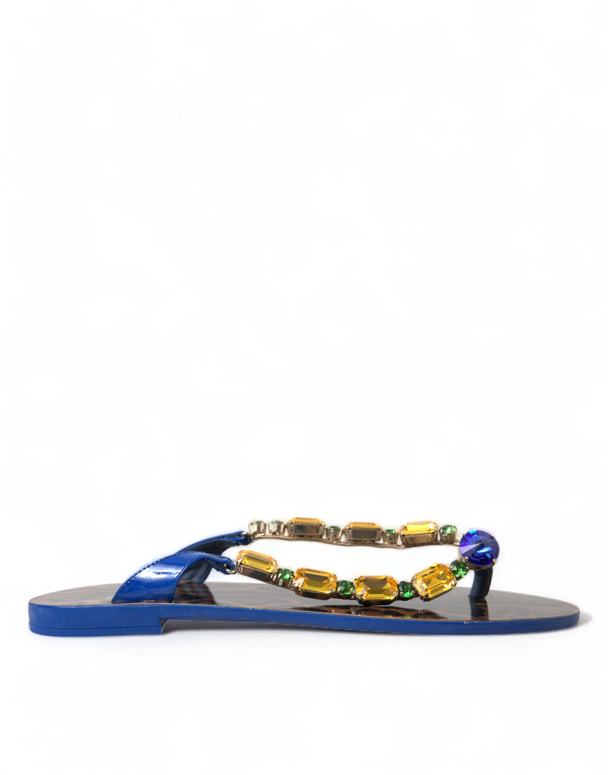 Dolce & Gabbana Blue Crystals Flats Sandals Beachwear Shoes - Luxe Nova