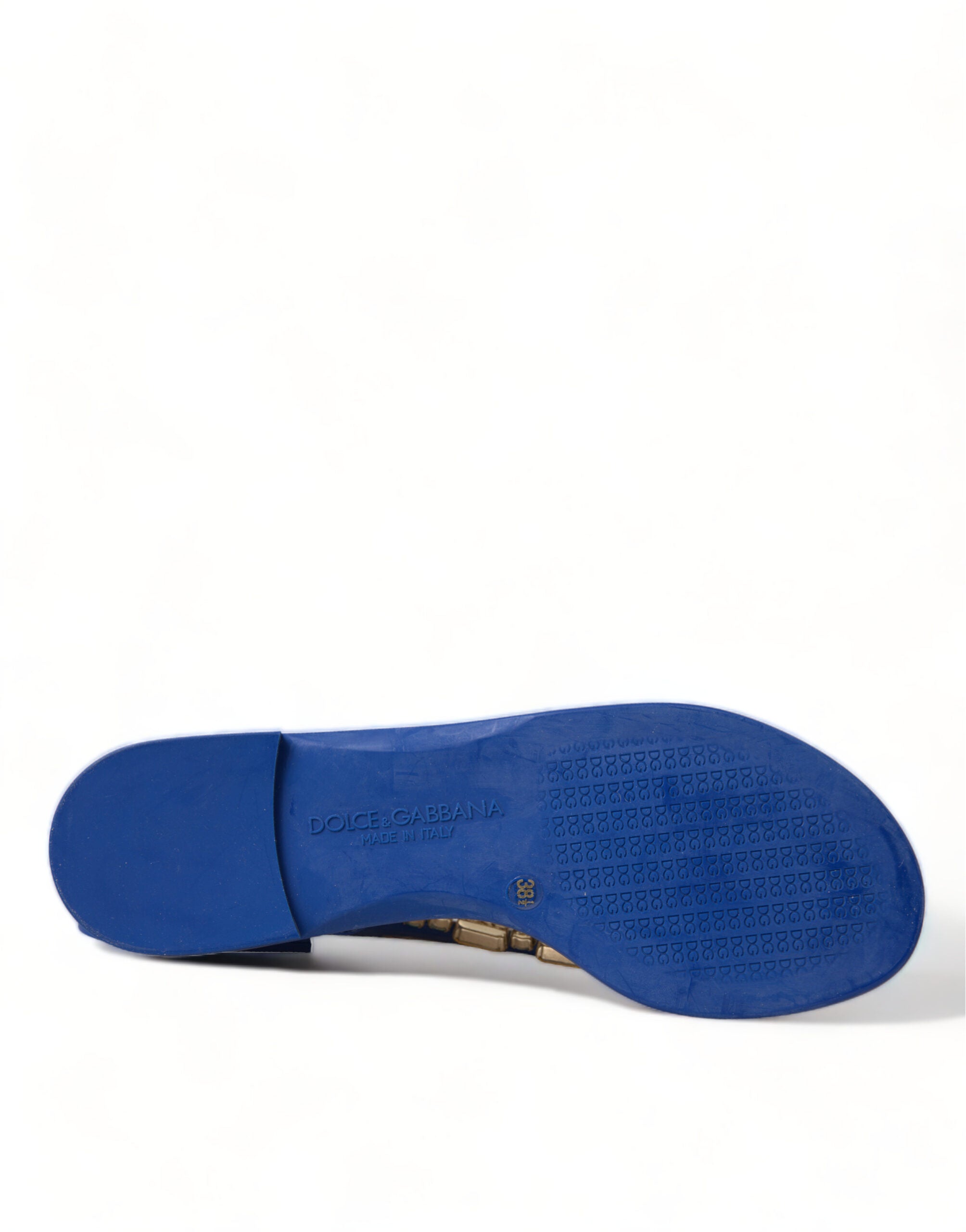 Dolce & Gabbana Blue Crystals Flats Sandals Beachwear Shoes - Luxe Nova