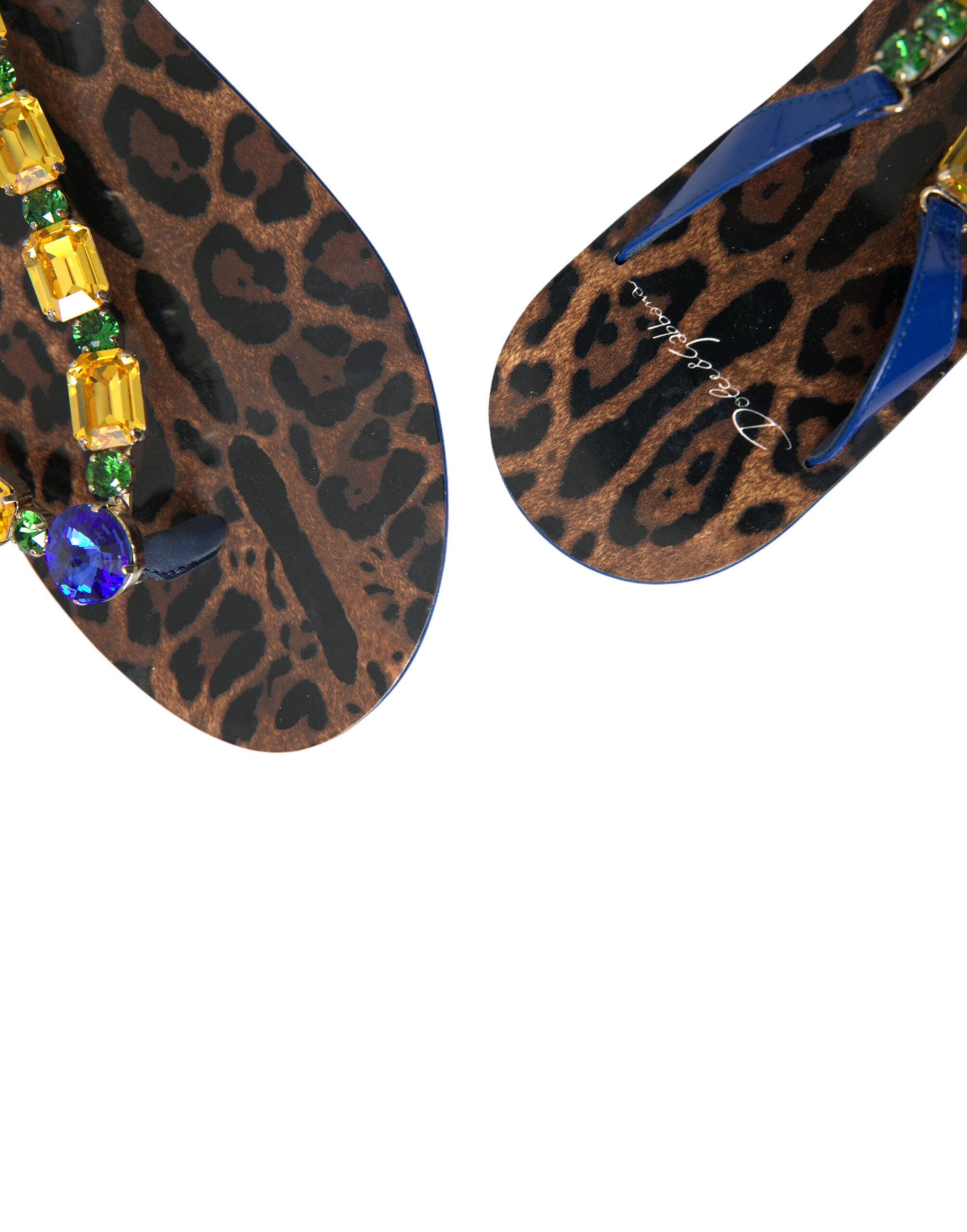Dolce & Gabbana Blue Crystals Flats Sandals Beachwear Shoes - Luxe Nova
