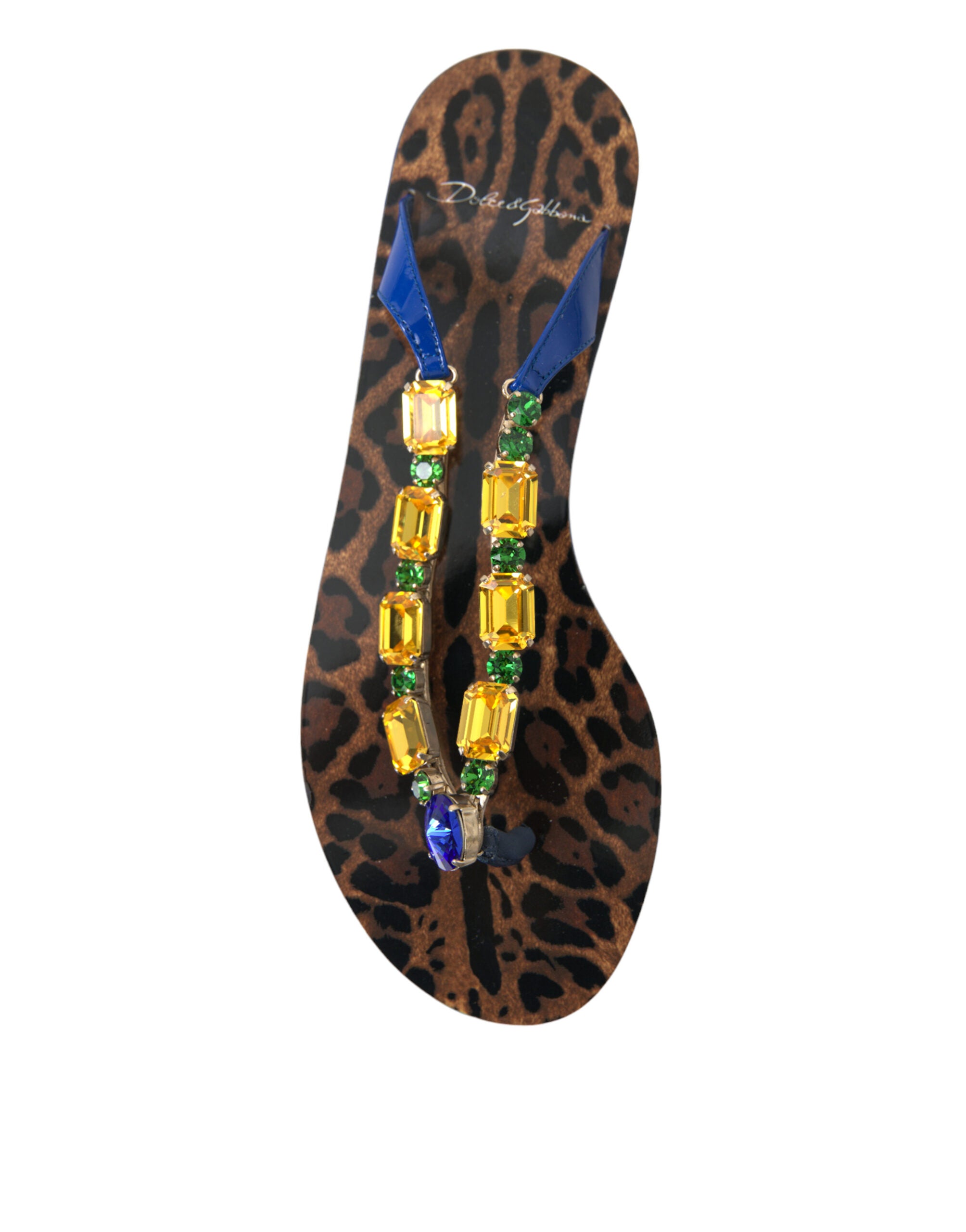 Dolce & Gabbana Blue Crystals Flats Sandals Beachwear Shoes - Luxe Nova