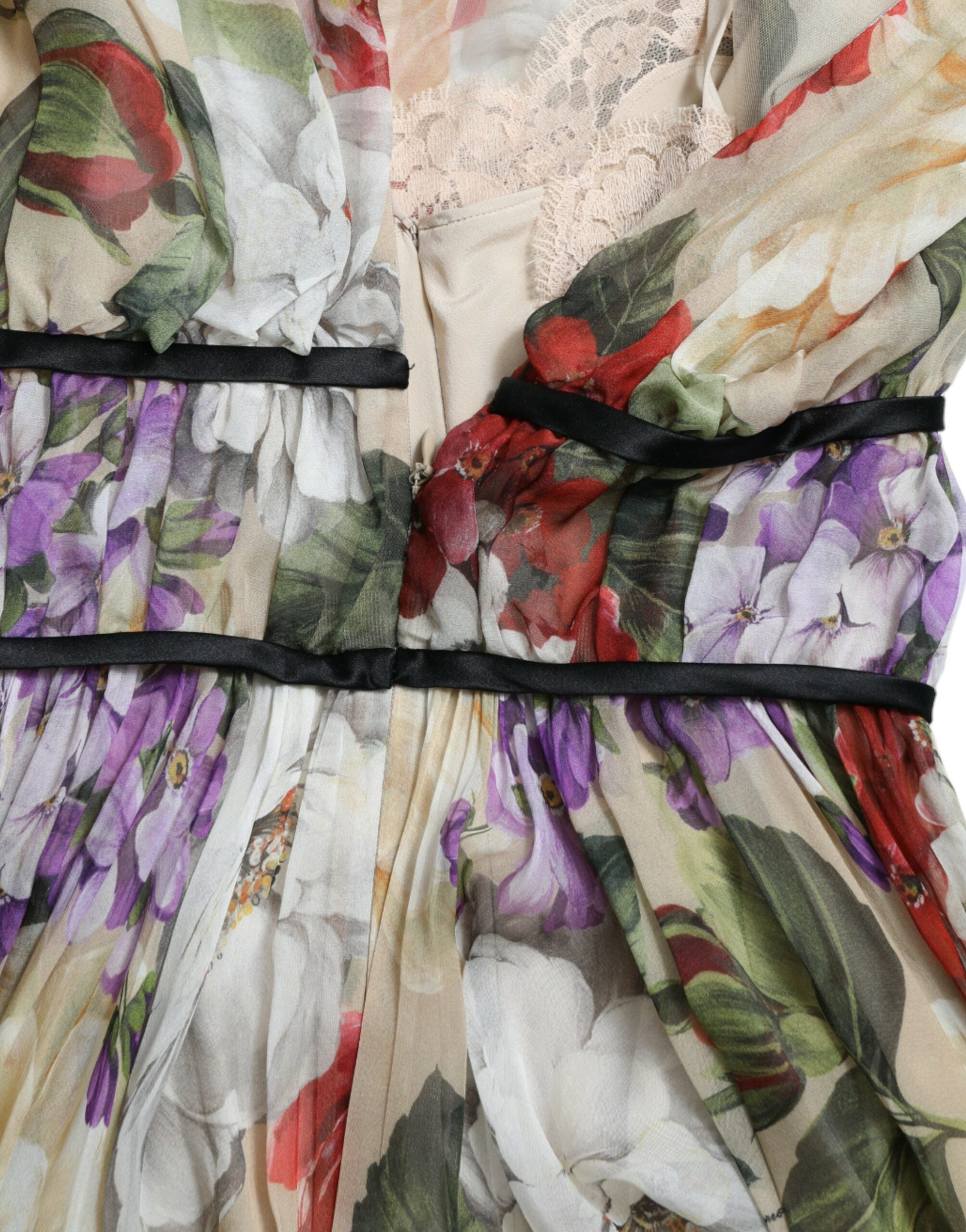 Dolce & Gabbana Beige Floral Sleeveless A-line Mini Dress - Luxe Nova