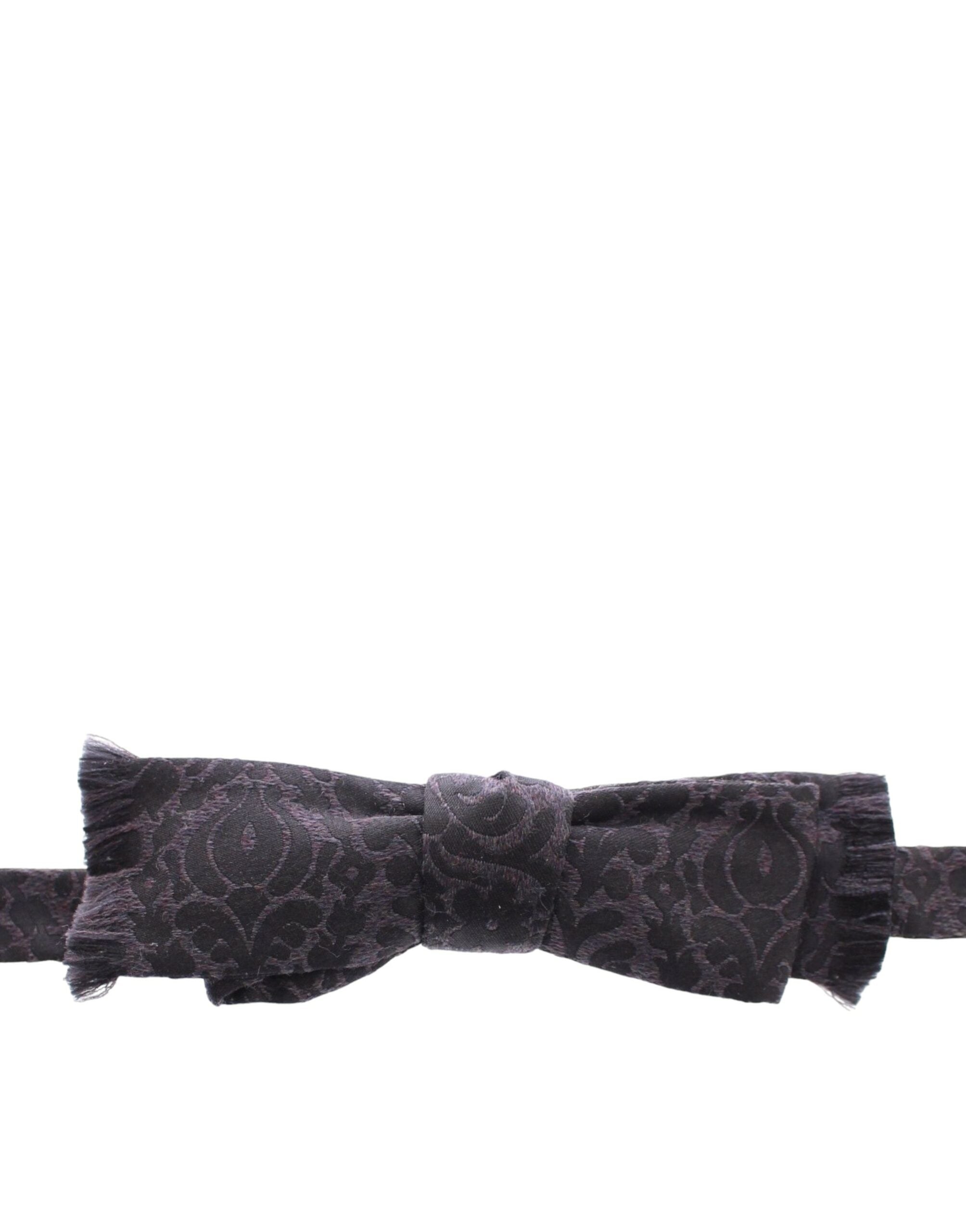Dolce & Gabbana Gray Black Wool Bow Tie - Luxe Nova