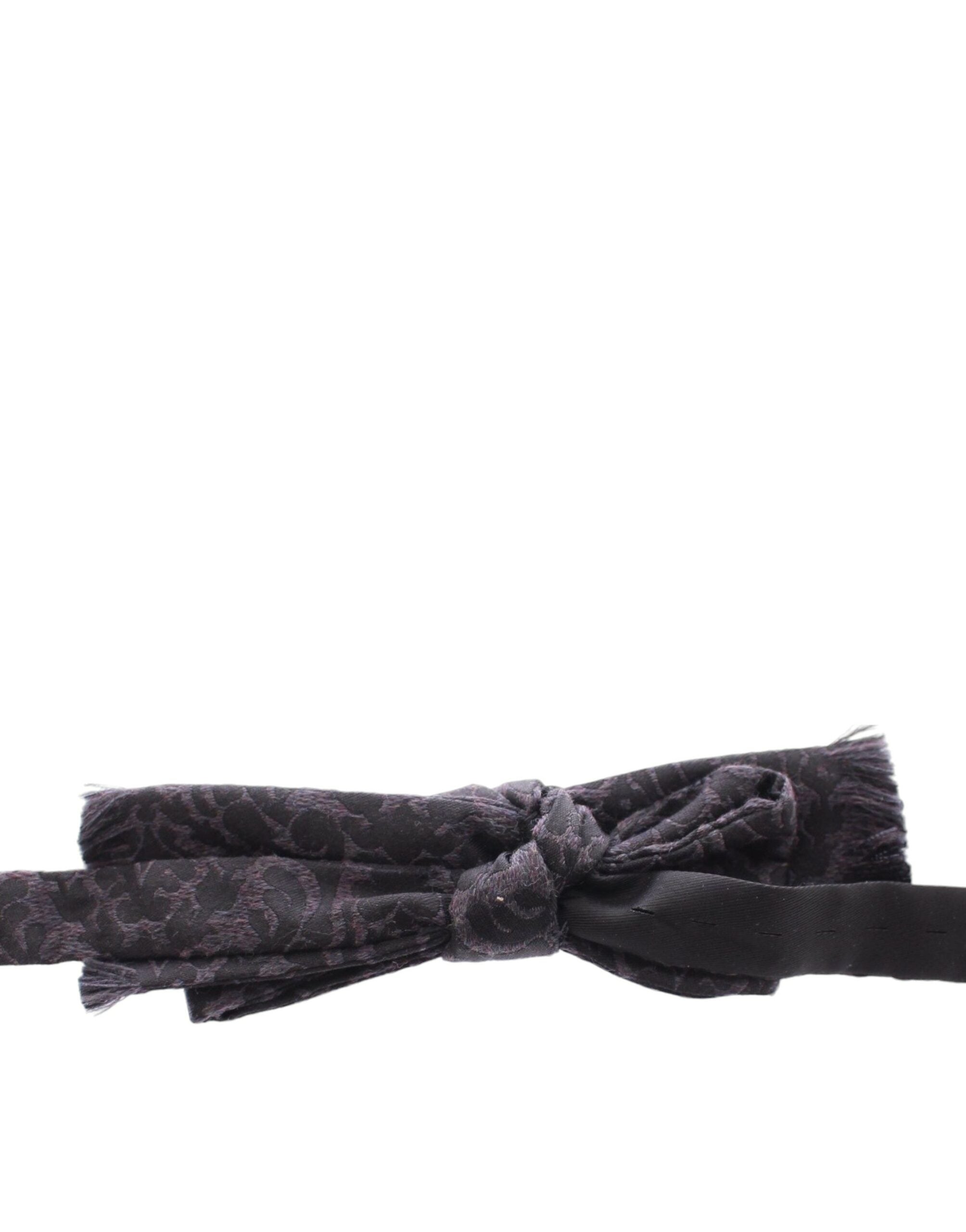 Dolce & Gabbana Gray Black Wool Bow Tie - Luxe Nova