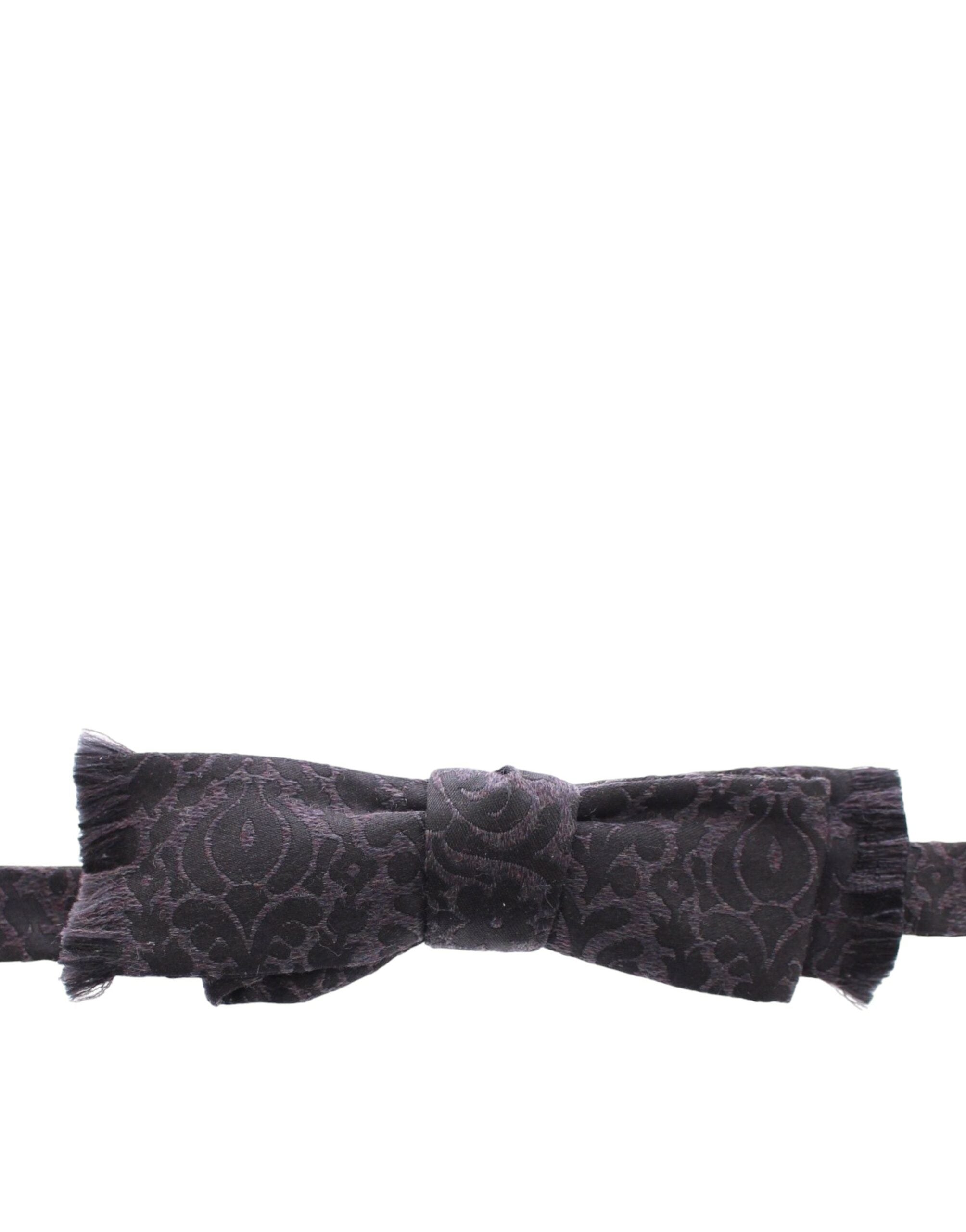 Dolce & Gabbana Gray Black Wool Silk Bow Tie - Luxe Nova