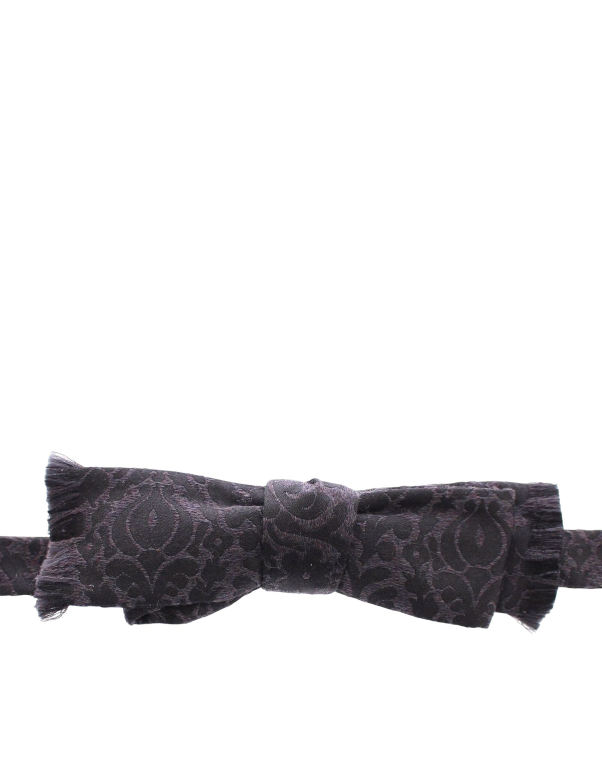 Dolce & Gabbana Gray Black Wool Silk Bow Tie - Luxe Nova